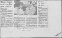 Newspaper clipping headlined, "House hands wiretap plans to Clements," May 29, 1981