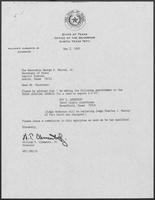Appointment letter from William P. Clements to Secretary of State, George Bayoud, May 2, 1990