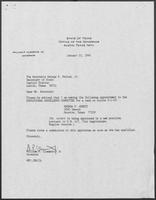 Appointment letter from William P. Clements to Secretary of State, George Bayoud, January 23, 1990