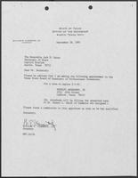 Appointment letter from William P. Clements to Secretary of State, Jack Rains, September 28, 1987