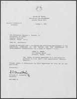 Appointment letter from William P. Clements to Secretary of State, George Bayoud, October 2, 1990