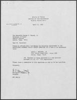 Appointment letter from William P. Clements to Secretary of State, George Bayoud, April 11, 1990