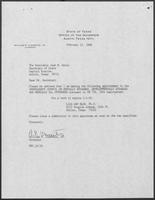 Appointment letter from William P. Clements to Secretary of State, Jack Rains, February 12, 1988