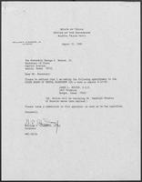 Appointment letter from William P. Clements to Secretary of State, George Bayoud, August 21, 1989