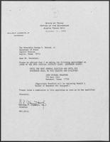 Appointment letter from William P. Clements, to Secretary of State, George Bayoud, October 11, 1989