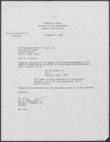 Appointment letter from William P. Clements, to Secretary of State, George Bayoud, November 10, 1989