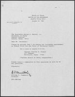 Appointment letter from William P. Clements, Jr., to Secretary of State George Bayoud, October 20, 1989