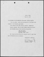 Appointment letter from William P. Clements to Senate of the 70th Legislature, March 18, 1987
