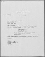 Appointment letter from William P. Clements Jr. to George Bayoud, January 23, 1990