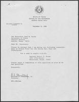 Appointment letter from William P. Clements, to Secretary of State, Jack Rains, September 14, 1988