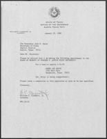 Appointment letter from Governor William P. Clements, Jr., to Secretary of State Jack Rains, January 22, 1988
