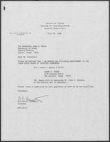 Appointment letter from William P. Clements, Jr., to Secretary of State Jack Rains, July 28, 1988