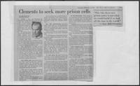 Newspaper clipping headlined, "Clements to seek more prison cells," February 14, 1981