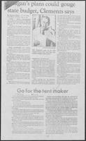 Newspaper clipping headlined "Go for the tent maker" May 14, 1981