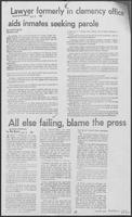 Newspaper clipping headlined "Lawyer formerly in clemency office aids inmates seeking parole," December 6, 1981
