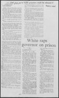 Newspaper clipping headlined "White raps governor on prison," May 16, 1982