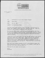 Memo from Steve Cherry to Coordinators of Local Crime Stoppers Programs, July 16, 1982