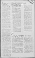 Newspaper clipping headlined "Gov. Clements off base", February 9, 1982 