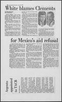 Newspaper clipping headlined, "White blames Clements for Mexico's aid refusal," August 25, 1979