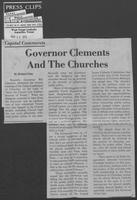 Newspaper clipping headlined, "Governor Clements and the churches," March 18, 1979