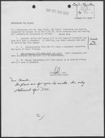 Memo from Graydon I. Lose for record, October 17, 1975