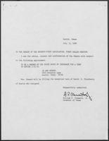 Appointment letter from William P. Clements to the Senate of the 71st Legislature, July 11, 1989