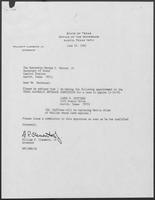 Appointment letter from William P. Clements to Secretary of State, George Bayoud, June 29, 1990