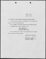 Appointment letter from William P. Clements to the Senate of the 71st Legislature, March 10, 1987