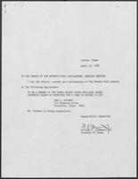 Appointment letter from William P. Clements to the Senate of the 71st Legislature, April 10, 1989