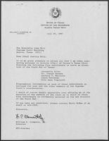 Letter from William P. Clements to Chief Justice John Hill, July, 29, 1987