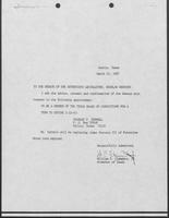 Appointment letter from William P. Clements to the Senate of the 71st Legislature, March 24, 1987