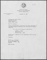 Appointment letter from William P. Clements to Secretary of State, Jack Rains, November 12, 1987