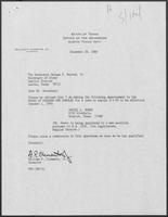 Appointment letter from Governor William P. Clements, Jr., to Secretary of State George Bayoud, December 28, 1989