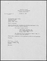 Appointment letter from Governor William P. Clements, Jr., to Secretary of State Jack Rains, October 27, 1987