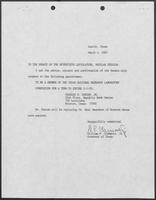 Appointment letter from Governor William P. Clements, Jr., to the Texas Senate, March 4, 1987