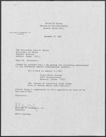 Appointment letter from Governor William P. Clements, Jr., to Secretary of State Jack Rains, December 10, 1987