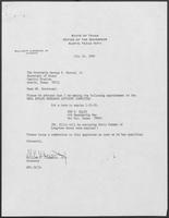 Appointment letter from William P. Clements, Jr., to Secretary of State George Bayoud, July 24, 1989
