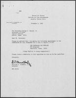 Appointment letter from Governor William P. Clements, Jr., to Secretary of State George Bayoud, November 8, 1989