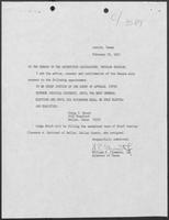 Appointment letter from Governor William P. Clements, Jr., to the Texas Senate, February 19, 1987