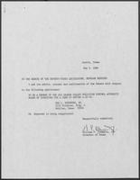 Appointment letter from Governor William P. Clements, Jr., to the Texas Senate, May 5, 1989