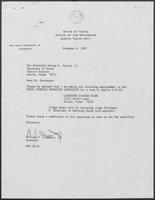 Appointment letter from William P. Clements to Secretary of State, George Bayoud, November 8, 1989