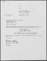 Appointment letter from William P. Clements, Jr., to Secretary of State George Bayoud, September 14, 1990