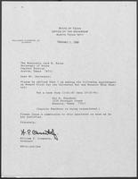 Appointment letter from Governor William P. Clements, Jr., to Secretary of State Jack Rains, February 1, 1988