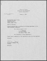 Appointment letter from Governor William P. Clements, Jr., to Secretary of State Jack Rains, January 6, 1989