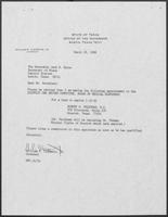 Appointment letter from William P. Clements Jr. to Secretary of State, Jack Rains, March 29, 1988