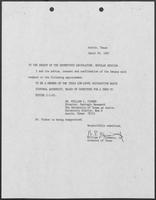 Appointment letter from William P. Clements to Senate of the 70th Legislature, March 30, 1987