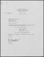 Appointment letter from Governor William P. Clements, Jr., to Secretary of State Jack Rains, June 8, 1988