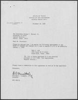 Appointment letter from William P. Clements to Secretary of State, George S. Bayoud, December 28, 1989