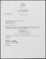 Appointment letter from Governor William P. Clements, Jr. to Secretary of State George Bayoud, October 10, 1990