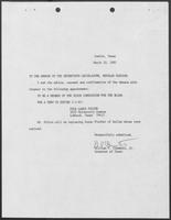 Appointment letter from William P. Clements, Jr. to the Texas Senate, March 10, 1987